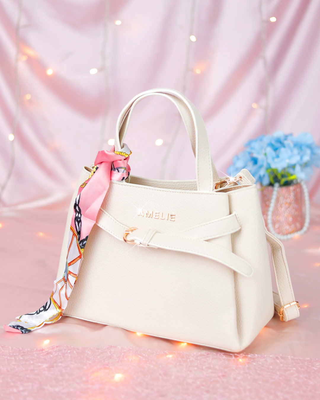 Bolso cuadrado tipo cartera modelo Amelia – Pink Rose tk