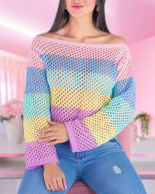 Buzo rainbow cuello bandeja tejido