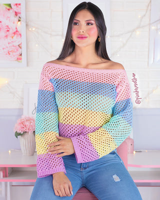 Buzo rainbow cuello bandeja tejido