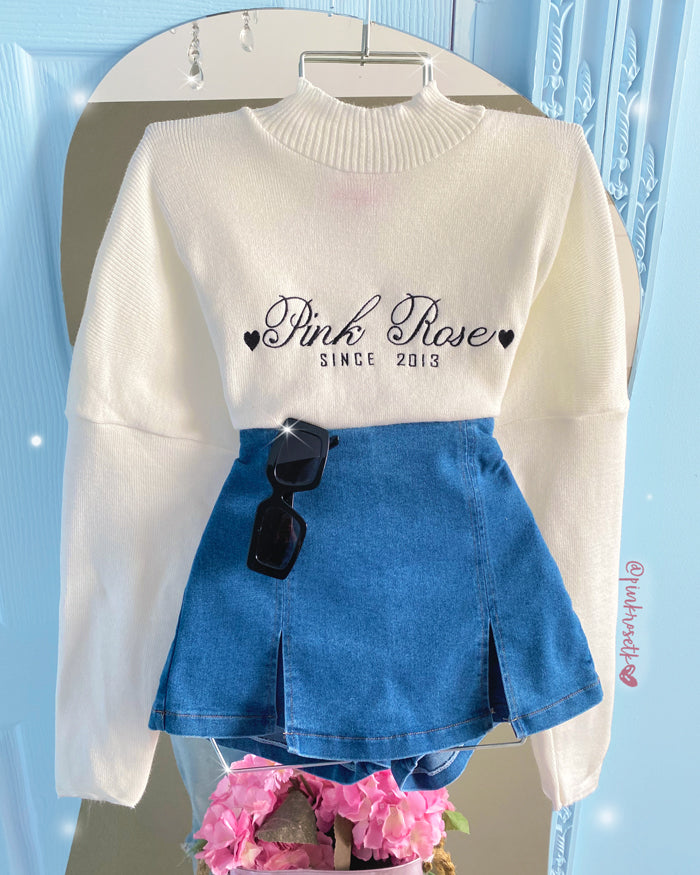 Falda short blue jean medio con tapa