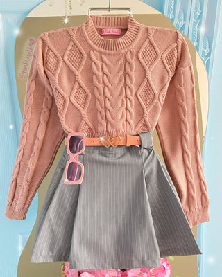 Falda Short De Líneas Y con Tablas