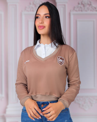 Buzo Pink Rose con peto por debajo