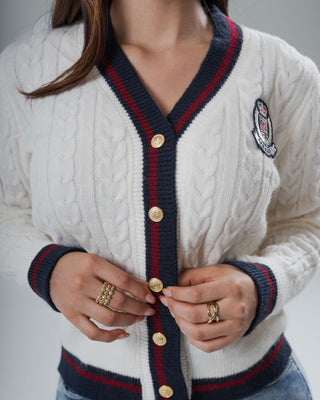 Buzo Trenzado de Punto con 5 Botones Dorado