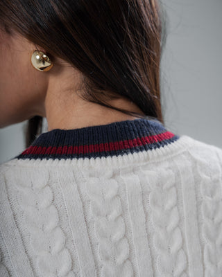 Buzo Trenzado de Punto con 5 Botones Dorado