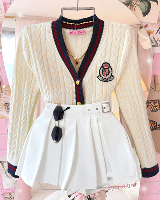 Falda Short Blanca Con Hebilla Lateral