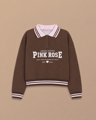 BUZO CAFE CON CUELLLO TIPO POLO PINK ROSE