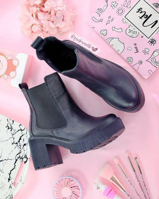 Botines negros tacón grueso