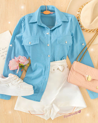 Camisa azul denim manga larga