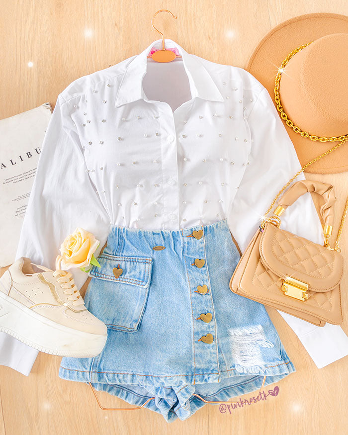 Encaje Blusa Blanca Con Perlas Sale Blusa Blusas Con Perlas En El