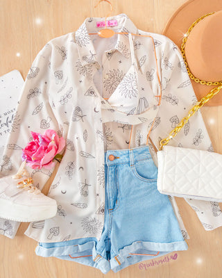Camisa y top arena estampado natura