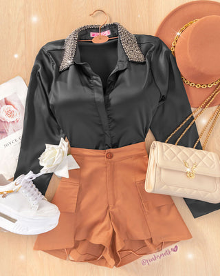 Short terracota con bolsillos cargo