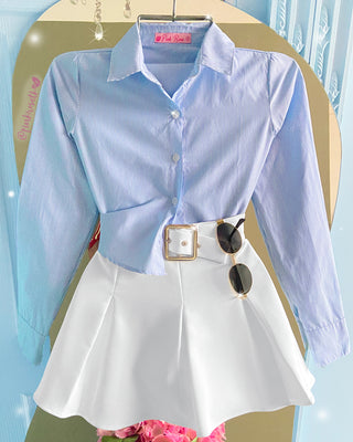 Camisa Popelina de Manga Larga con Rayas