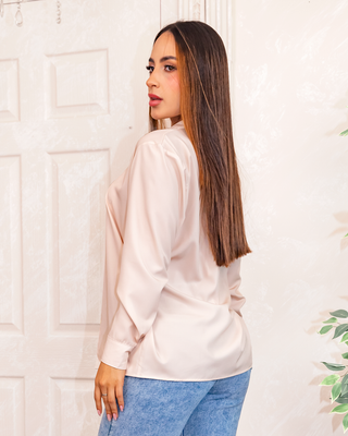 CAMISA MANGA LARGA CON CROP TOP Y ESTAMPADO DE OJOS Y CORAZON