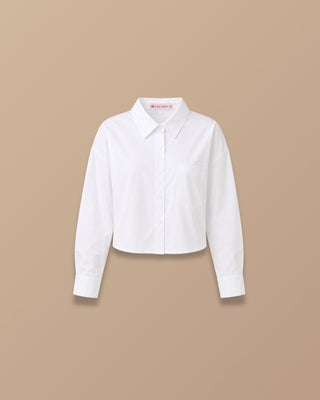CAMISA BLANCA CORTA MANGA LARGA CRUZADA ATRAS