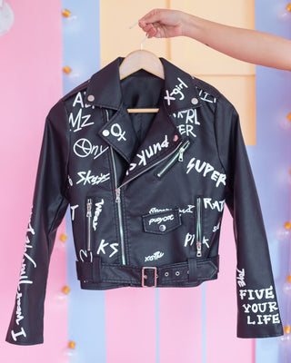 Chaqueta negra de cuero pu super punk
