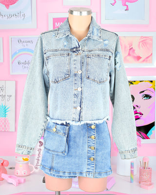 Chaqueta blue jean clásica largo medio