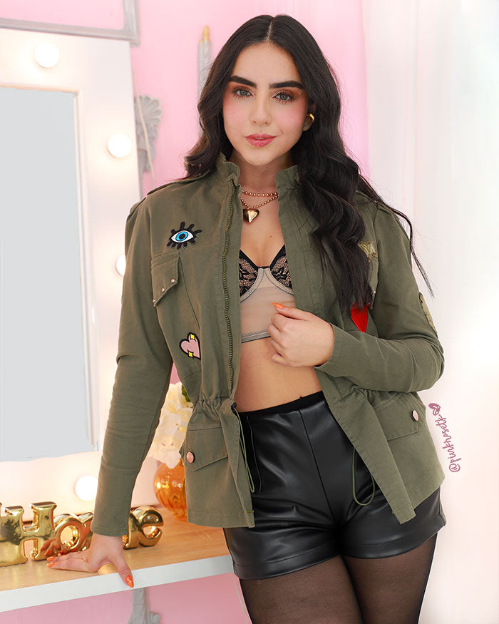 Chaqueta Verde Militar Chaqueta Militar Larga Mujer Chaqueta