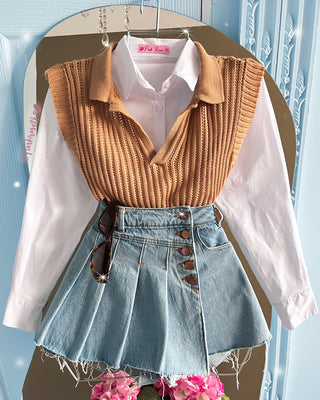 CHALECO TEJIDO CON CUELLO