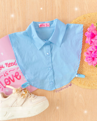 Cuello falso de camisa azul bebe