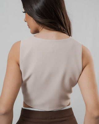 Chaleco Beige De 3 botones