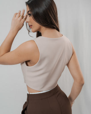 Chaleco Beige De 3 botones