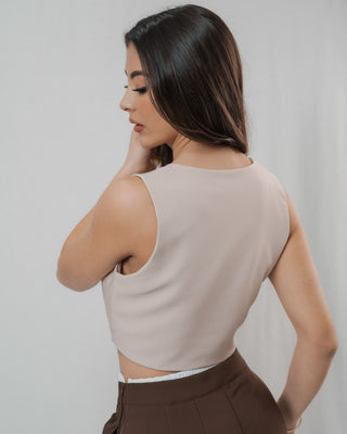 Chaleco Beige De 3 botones