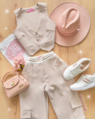 Chaleco Beige De 3 botones