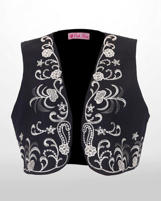 Chaleco con flores bordadas y lentejuelas