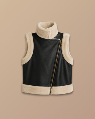 CHALECO NEGRO OVEJERO OVERSIZE DE CREMALLERA AL LADO