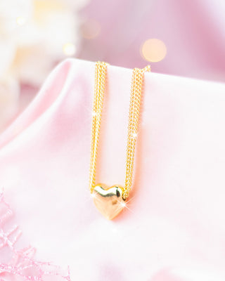 Collar Triple Cadeneta Dije de Corazón tipo Chunky
