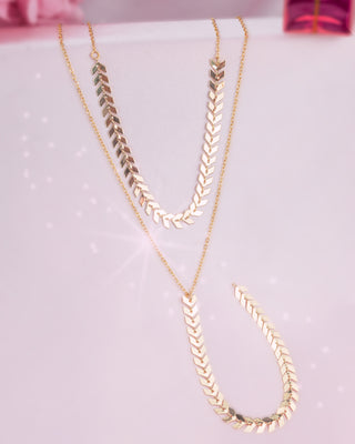Collar Doble con Dijes de Espigas Colgantes