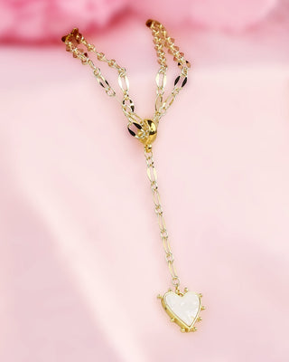 Collar Doble con Dije de Corazón Colgante