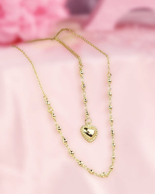 Collar Doble de Perlas con Dije de Corazón