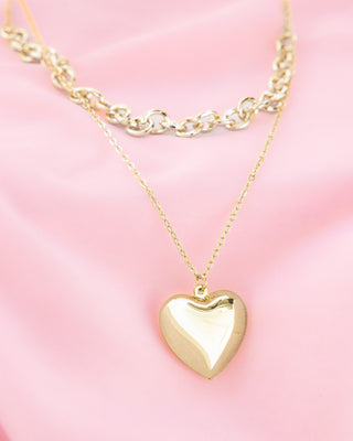 COLLAR DOBLE DIJE DE CORAZON CON COLGANTE