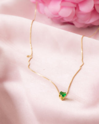 COLLAR DORADO DE SET CON ARETES DE PERLA VERDE