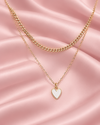 COLLAR DORADO CON DOBLE DIJE DE CORAZON