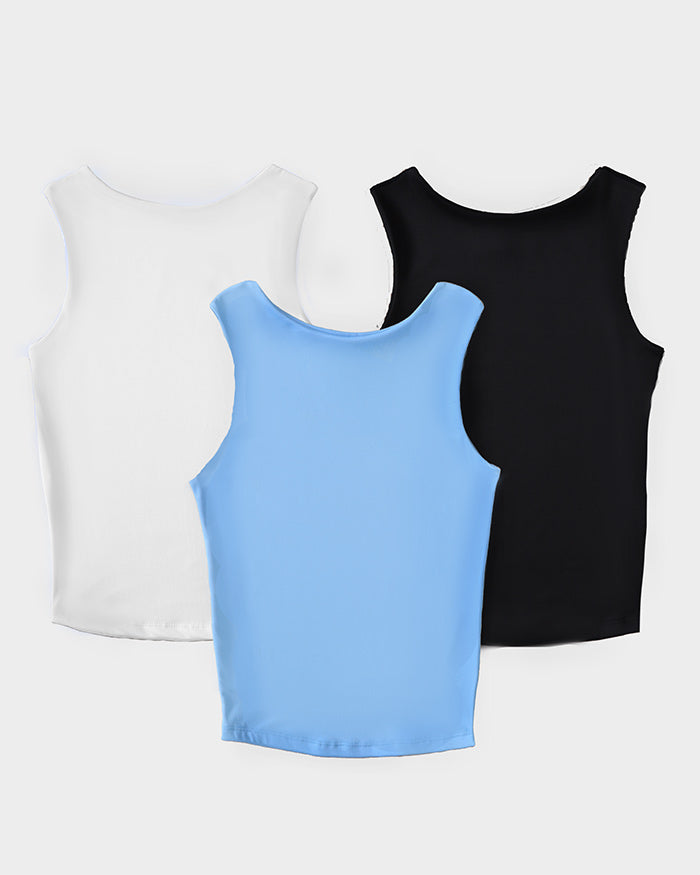 Ramo de básicas - Combo tres tank top blanca, negra y azul bebe