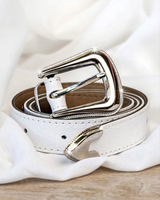 CORREA BLANCA CON HEBILLA TRIO LISA