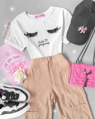 Camiseta blanca hello gorgeous
