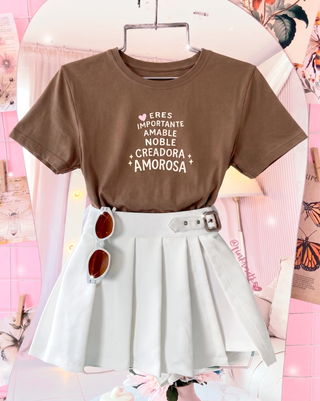 CAMISETA CAFE BORDADO ERES IMPORTANTE AMABLE
