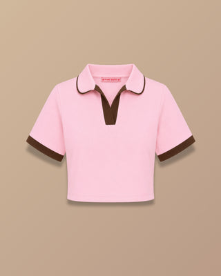 CAMISETA ROSADA CORTA ESTILO POLO