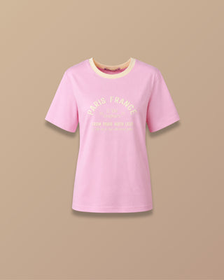 CAMISETA ROSADA LARGA MANGA CORTA PARIS FRANCE