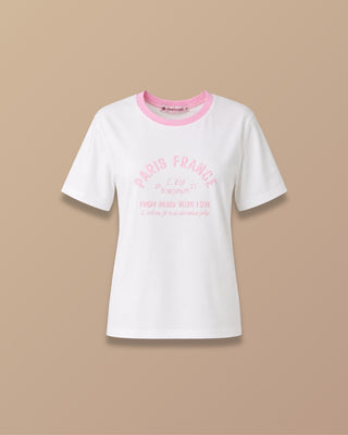 CAMISETA BLANCA LARGA MANGA CORTA PARIS FRANCE