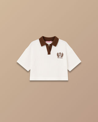 CAMISETA BLANCA POLO TEJIDA CORTA OVERSIZE PINK