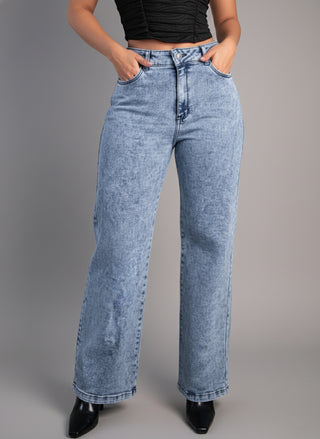 Jeans de Tiro Alto con Bota Ancha