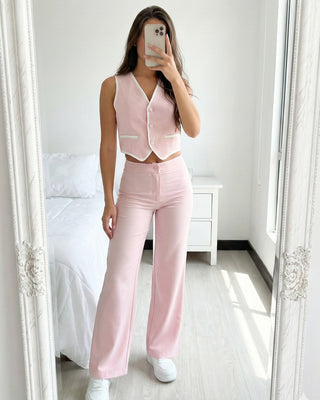 Chaleco de Líneas Blancas con 3 Botones Forrados