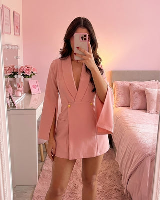 Romper con Manga y Detalle Smocking, Dos Botones