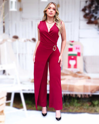 ENTERIZO ESCOTE CRUZADO CON HEBILLA DORADA AL LADO