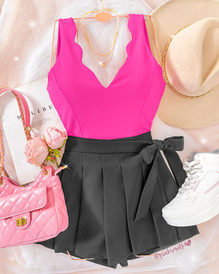 Falda Short Tablas Moño Chic