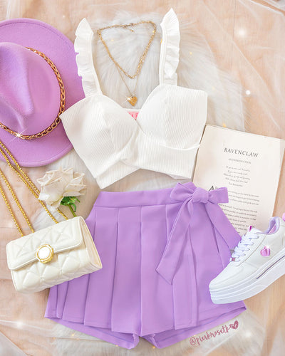 Falda Short Tablas Moño Chic